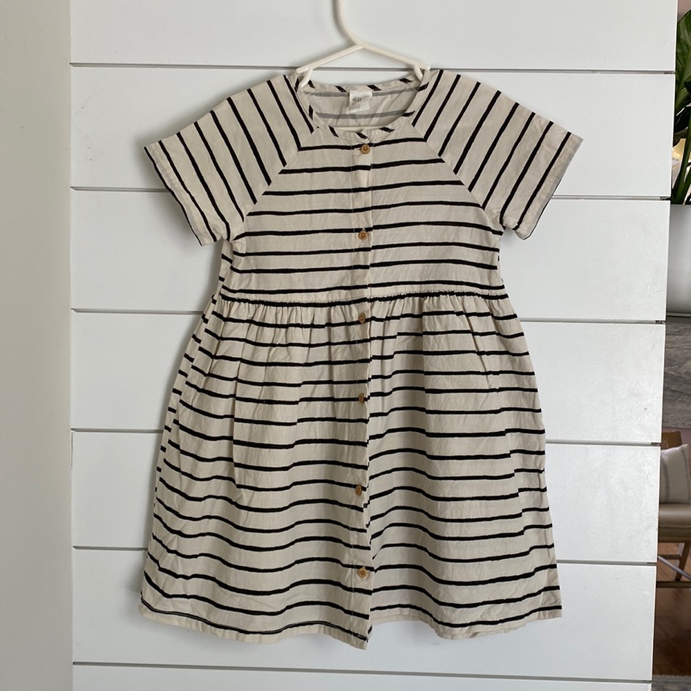 H&M Black and Cream Striped Dress